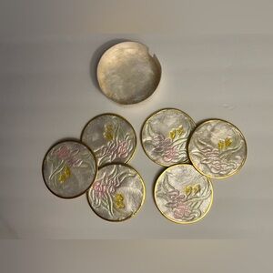 Vintage cork coasters with 80s soft pink vibe